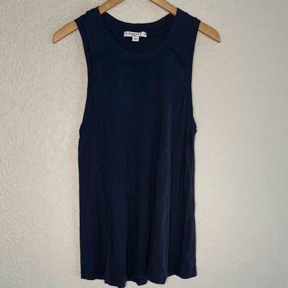 NEW Stateside Navy Blue Muscle Tee Tank Top Supima Cotton Minimalist Preppy - Picture 1 of 7